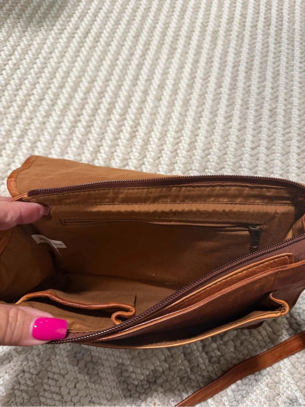 Classic Woven Flap Leather Crossbody Bag - Brown